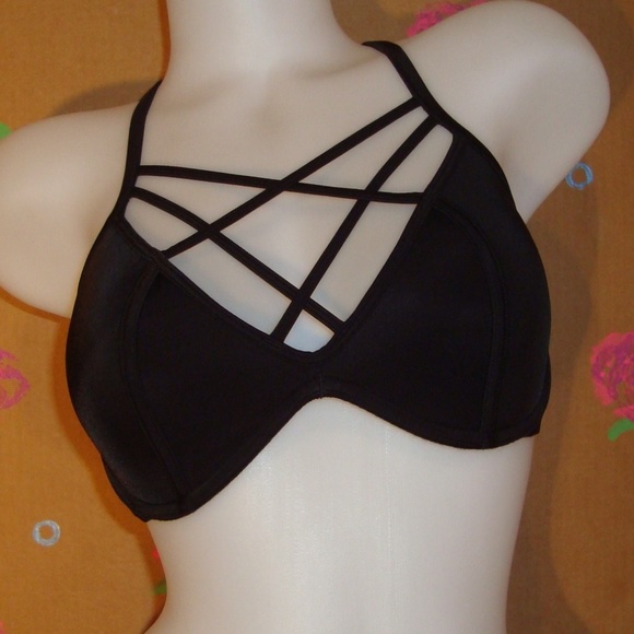 PINK Victoria's Secret Other - VICTORIA'S SECRET PINK BLACK CAGE BIKINI TOP SIZE